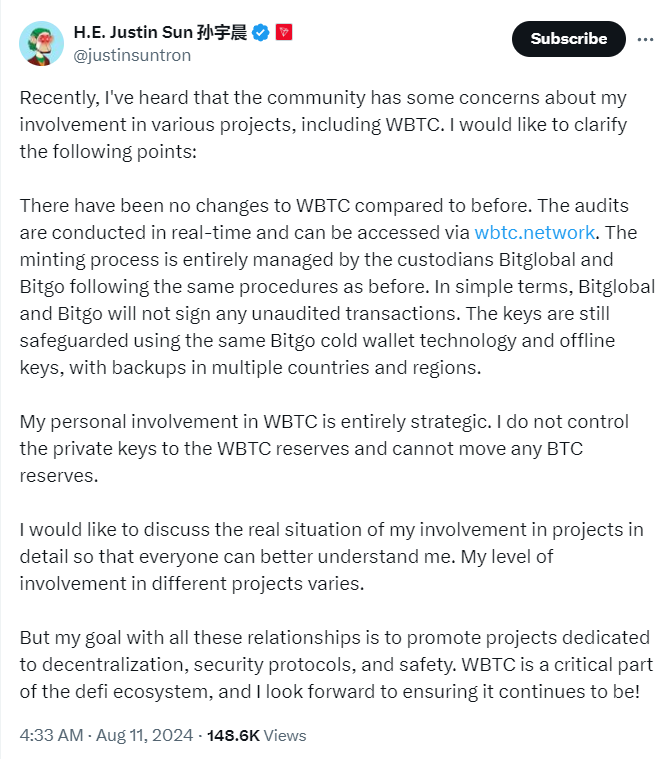 Justin Sun 入局 WBTC 为何市场反响如此强烈?插图1 Justin Sun 入局 WBTC 为何市场反响如此强烈?